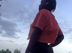 Crazy Girl Twerks Half Naked Amid Forest Trees