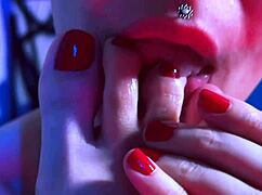 she's lounging there, toes wiggling, begging you to suck her bare feet clean.