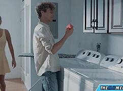 Horny Babysitter's Big Natural Tits Tempt College Stud