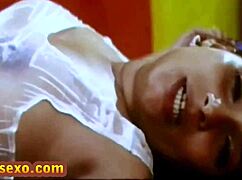 Young guy drizzles honey on indian mature's big boobs lick tease