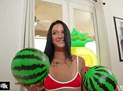 summer slut goes wild bouncing petite frame on fat 10-inch monster cock creampie