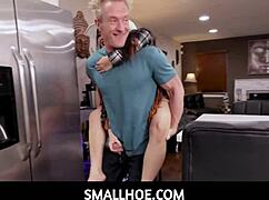 Tiny 18+ Alona Bloom bounces cowgirl on cock in wild POV ride