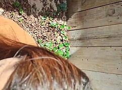 Caught me outdoors and earned my squirting pussy licking blowjob reward