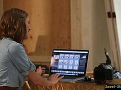 Classy teen model seduces photographer in erotic fantasy photoshoot