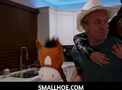 Tiny 18+ Alona Bloom bounces cowgirl on cock in wild POV ride