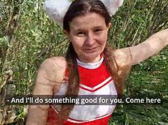 my gorgeous gf moans loud as i fuck her shaved pussy deep in forest outdoors