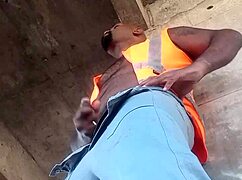 Watch me stroke my black cock hard outdoors at work??