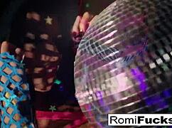 hey romi spins disco ball then stuffs toys deep in her wet pussy 😍🔥