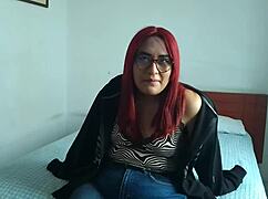 bomboli's chubby redhead babysitter teases her natural tits in homemade preview