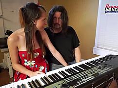 this brunette coed cloe bends over deepthroats then takes a deep fuck cumshot