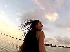 Blonde Flashes Big Boobs on Outdoor Boat