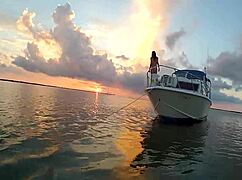 Blonde Flashes Big Boobs on Outdoor Boat