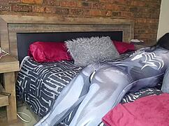 grace as spidergirl bends over takes anal creampie filling her tight ass