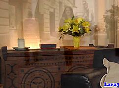 mature british milf in heels licks classy lesbian pussy during lingerie fingering