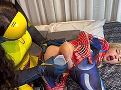 FUCK YEAH! Wolverine Ravages Spider Woman's Tight Holes!