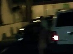 Slutty housewife strips naked outdoors rips clothes for public pussy show