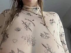 All Wet With Big Natural Tits Cowering Over You, Begging For More!