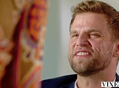 vixen bratty blonde amber moore rims balls then rides boss thick cock