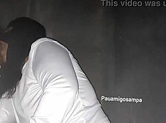 wife sucks deep then takes black cock gloryhole swingers house!!