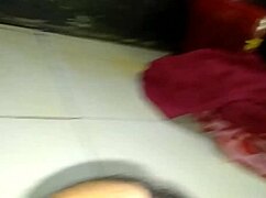 indian maid bounces cowgirl on owner's dick in bathroom piss