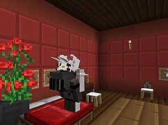 Cute girl dives into Minecraft lesbian game adventure