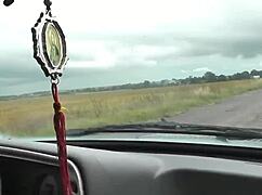 stopped the car with my wet blonde wife naked outside masturbating pussy till she squirts huge orgasm for strangers watching close up