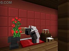Cute girl dives into Minecraft lesbian game adventure