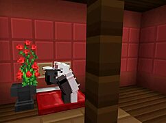 Cute girl dives into Minecraft lesbian game adventure