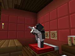 Cute girl dives into Minecraft lesbian game adventure