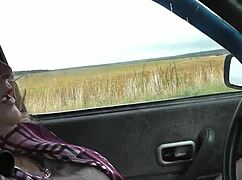 stopped the car with my wet blonde wife naked outside masturbating pussy till she squirts huge orgasm for strangers watching close up