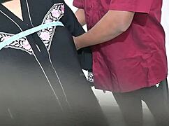 tailor sneaks feel on hijab lady's big tits and ass during blouse measurements 😏🍑