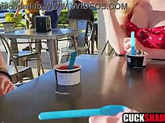 cuck hubby dares his horny milf wife to fuck a stranger while he watches