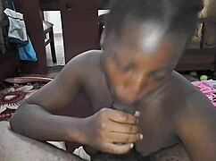 Ebony babe Jhodez1 deepthroats black cock then gets tits fucked hardcore