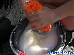 Ready for busty teen's outdoor cowgirl ride ending in hot facial?