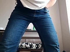 hey boss, you catch me fingering my big tits over jeans in the office??