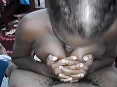 Ebony babe Jhodez1 deepthroats black cock then gets tits fucked hardcore