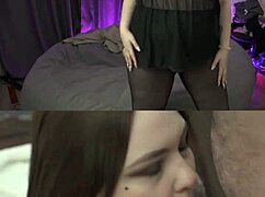 damn! curvy beauty strips dirty on double screen undressing fat tits and ass teasing hard!