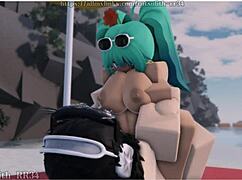 bold beach fuck brazilian miku bent over doggystyle in roblox game ride