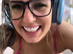 Big Ass Natural Tits Stepmom Fucked in Kitchen While on Video Call Spreading Wet Pussy