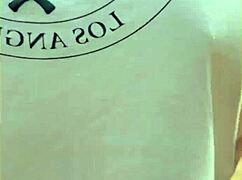 wifey lifts shirt flashing her bare milf tits outdoors