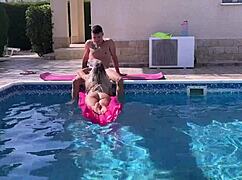 la mamma del vicino bent over poolside monster cock pounding!