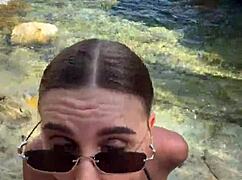 a stranger on beach gets best pov blowjob ending cum on face and tits