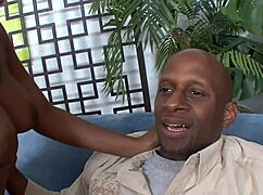 Sexy ebony babe with big tits orgasms on massive black cock rough pussy fuck