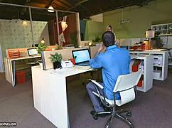 goldie rush gives her boss the hottest FOOTJOB under the office desk with that big cock.