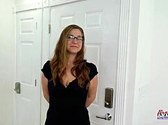 green eyed coed kay lee deepthroats cock and takes doggystyle pounding