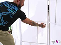 Behind screen hides monster cock for Maria Wars cowgirl ride and blowjob