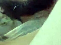 Brazilian slut squirts wildly on two monster cocks