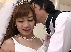 skinny japanese bride cheats with creampie cowgirl fuck pre-wedding