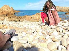 after hiking we hit the secret beach where i lick sugardaddy cum off his cock then ride