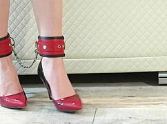 bound legs in classic heels spark deep fetish emotions during classroom foot dipping